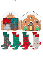 Load image into Gallery viewer, Christmas socks in 'Ginger bread House' box